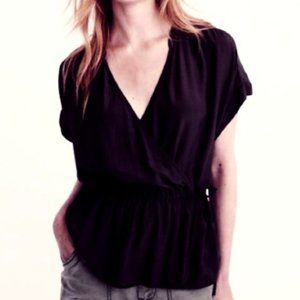 3 FOR 23: A&F Black Wrap Short Sleeve Blouse